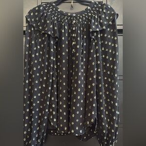 LOFT Black‎ Sparkly Patterned Medium Blouse